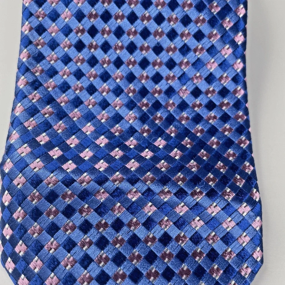 Michael Kors Men's Tie‎ Blue & Pink Plaid Multi Color Silk 59